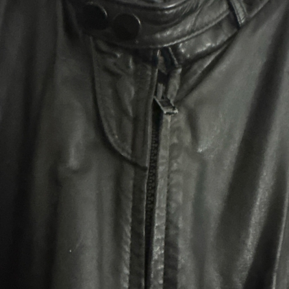 World Alliance Mens Black Leather Long Sleeve Full-Zip Bomber Jacket Size XLarge - Picture 10 of 16